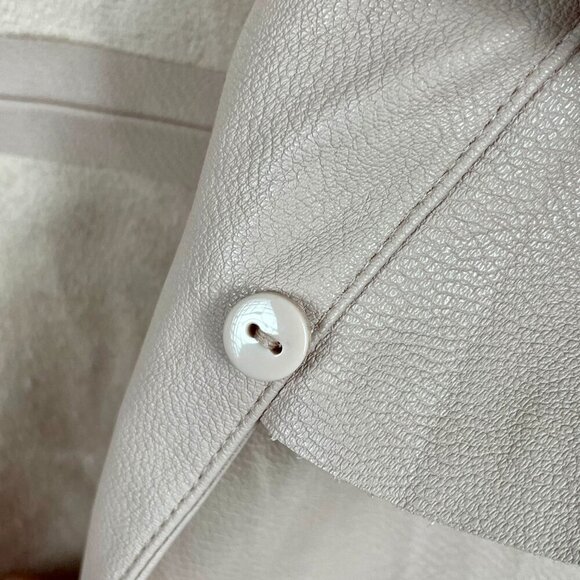 Zara Basic Baby Pink Vegan Faux Leather Moto Boho Button Cropped Blazer Size XS - Picture 8 of 12